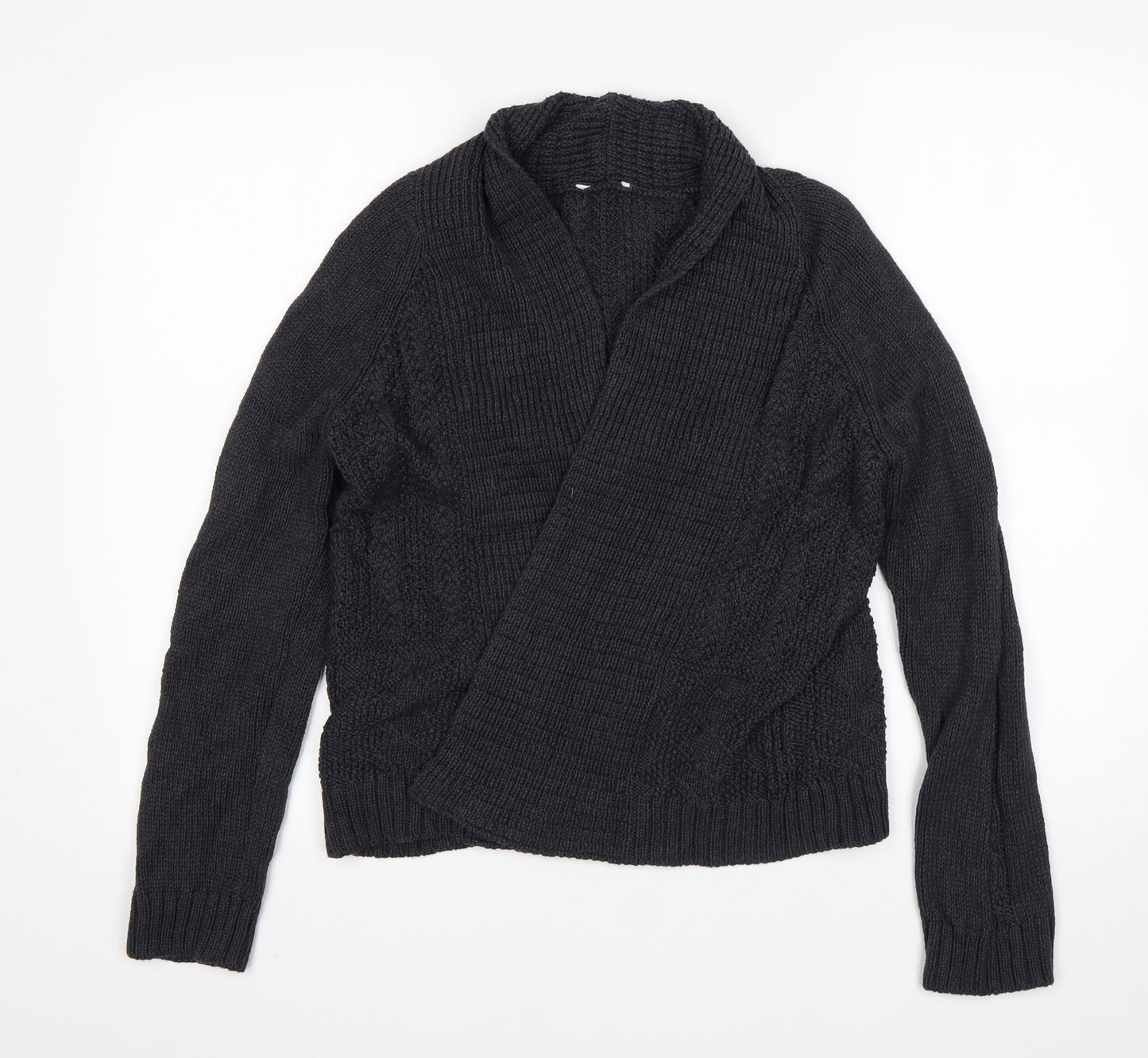 M&S Womens Grey V-Neck  Cotton Cardigan Jumper Size 8