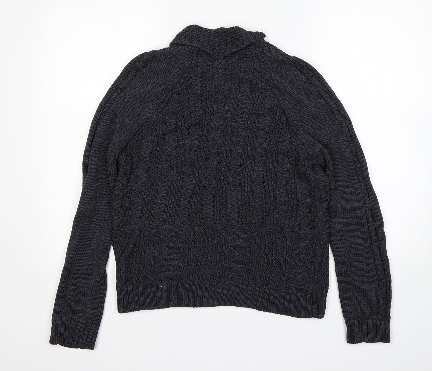M&S Womens Grey V-Neck  Cotton Cardigan Jumper Size 8