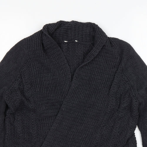 M&S Womens Grey V-Neck  Cotton Cardigan Jumper Size 8