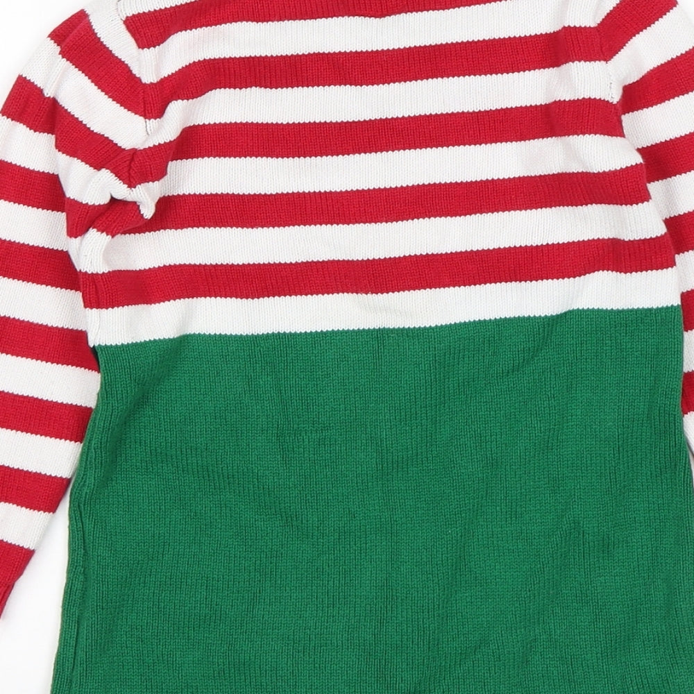 George Girls Multicoloured Striped Cotton Jumper Dress  Size 3-4 Years  Round Neck  - Christmas