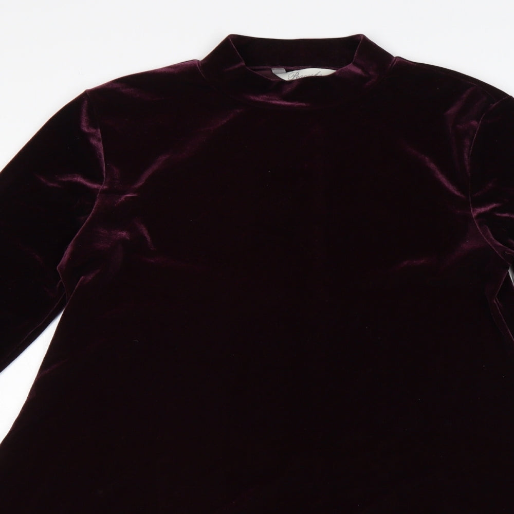 Peacocks Womens Purple  Polyester A-Line  Size 12  Mock Neck