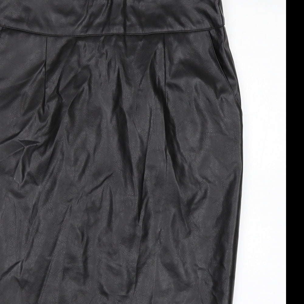 River Island Womens Black  Polyester Straight & Pencil Skirt Size 14