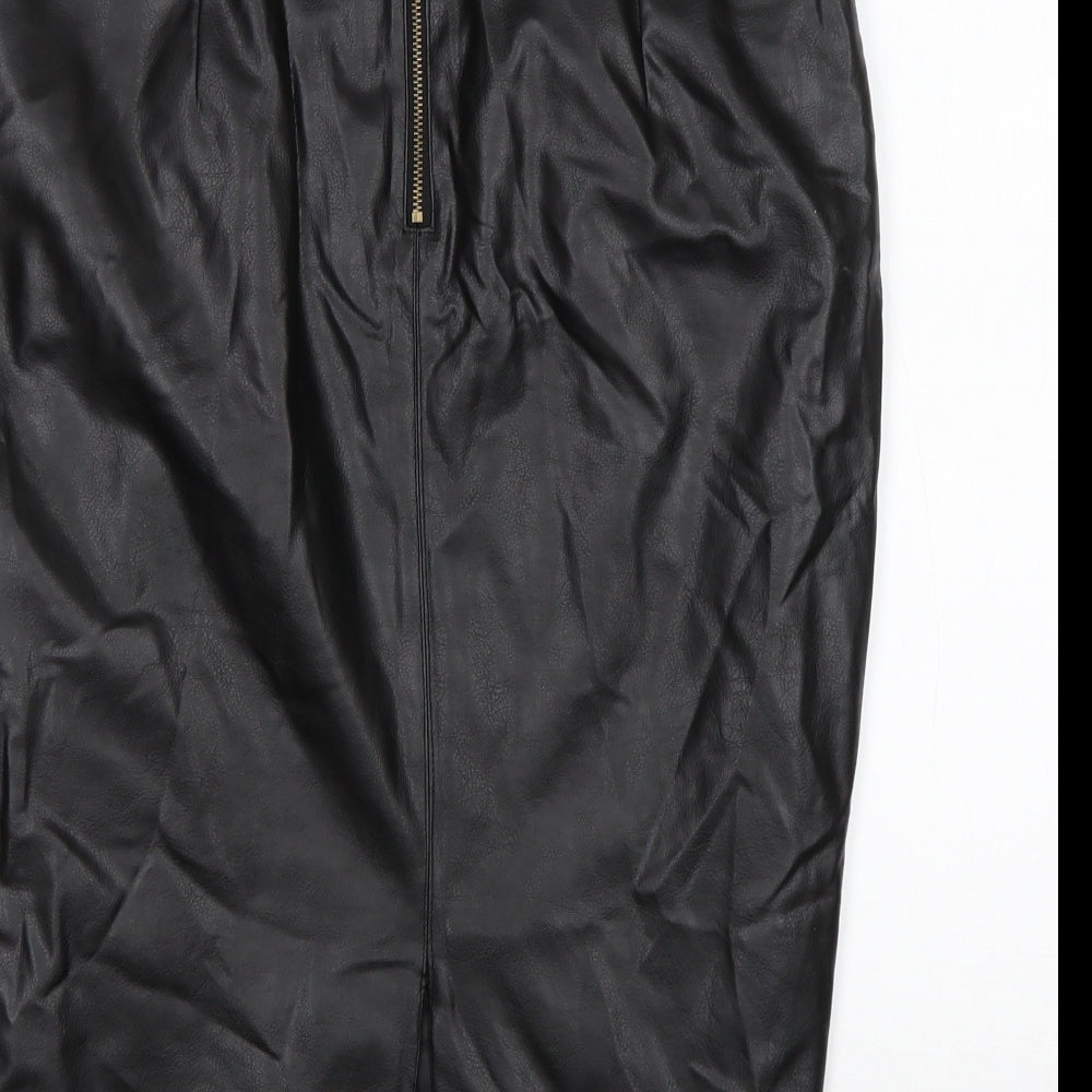River Island Womens Black  Polyester Straight & Pencil Skirt Size 14