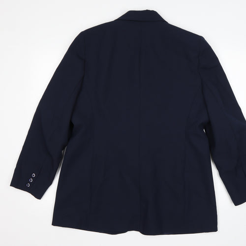 Preworn Womens Blue  Polyester Jacket Suit Jacket Size 16