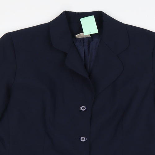 Preworn Womens Blue  Polyester Jacket Suit Jacket Size 16