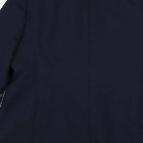 Preworn Womens Blue  Polyester Jacket Suit Jacket Size 16