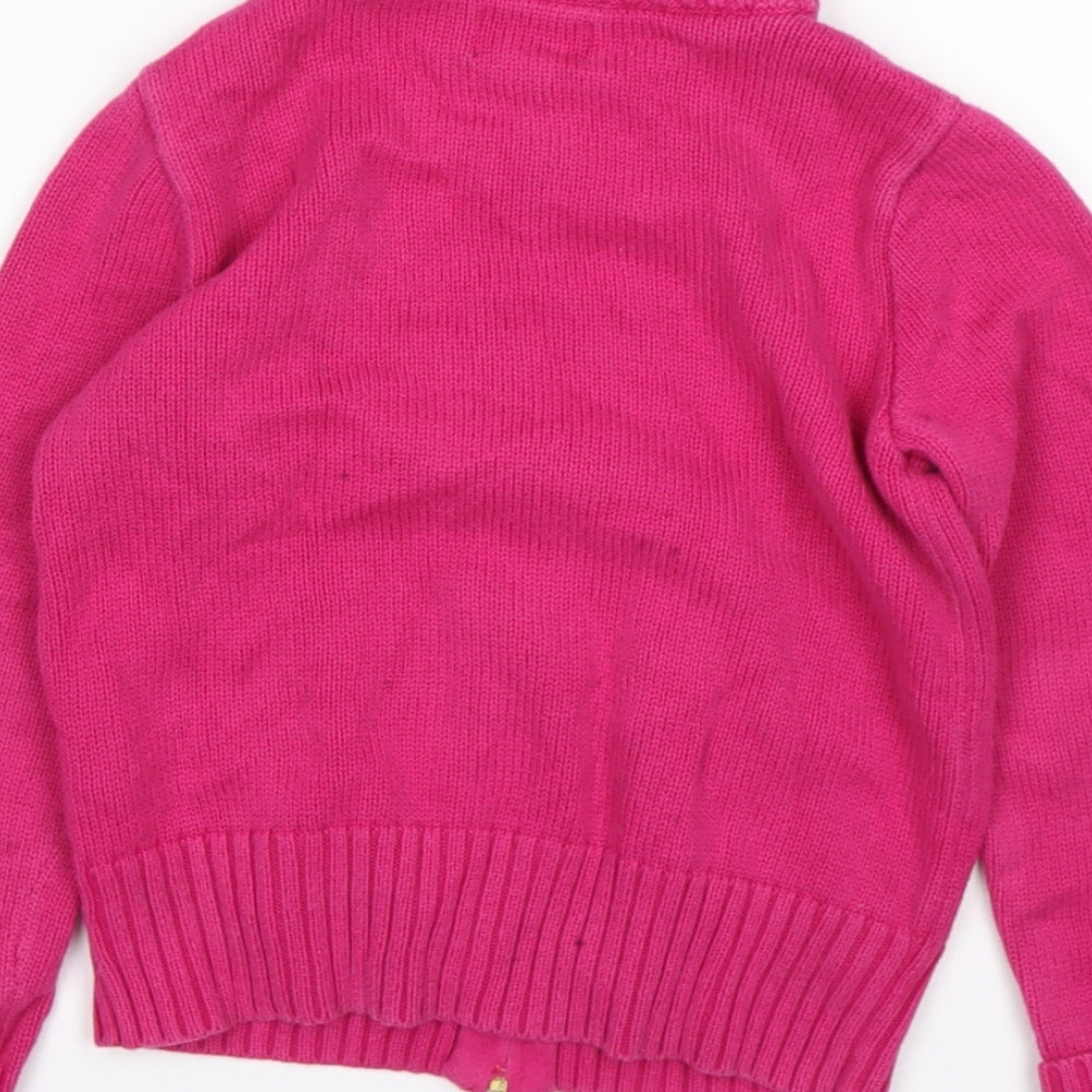 Polo Ralph Lauren Girls Pink Mock Neck  Cotton Full Zip Jumper Size 7 Years