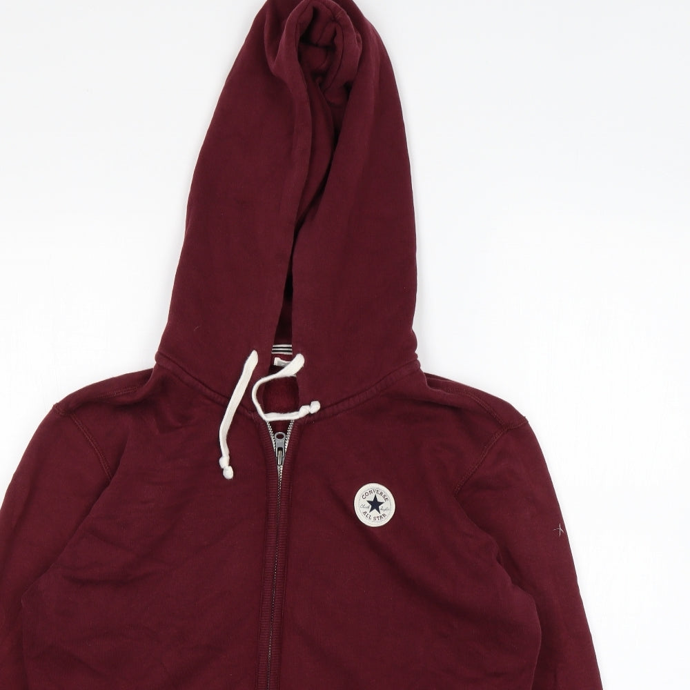 Converse Womens Purple  Cotton Full Zip Hoodie Size L