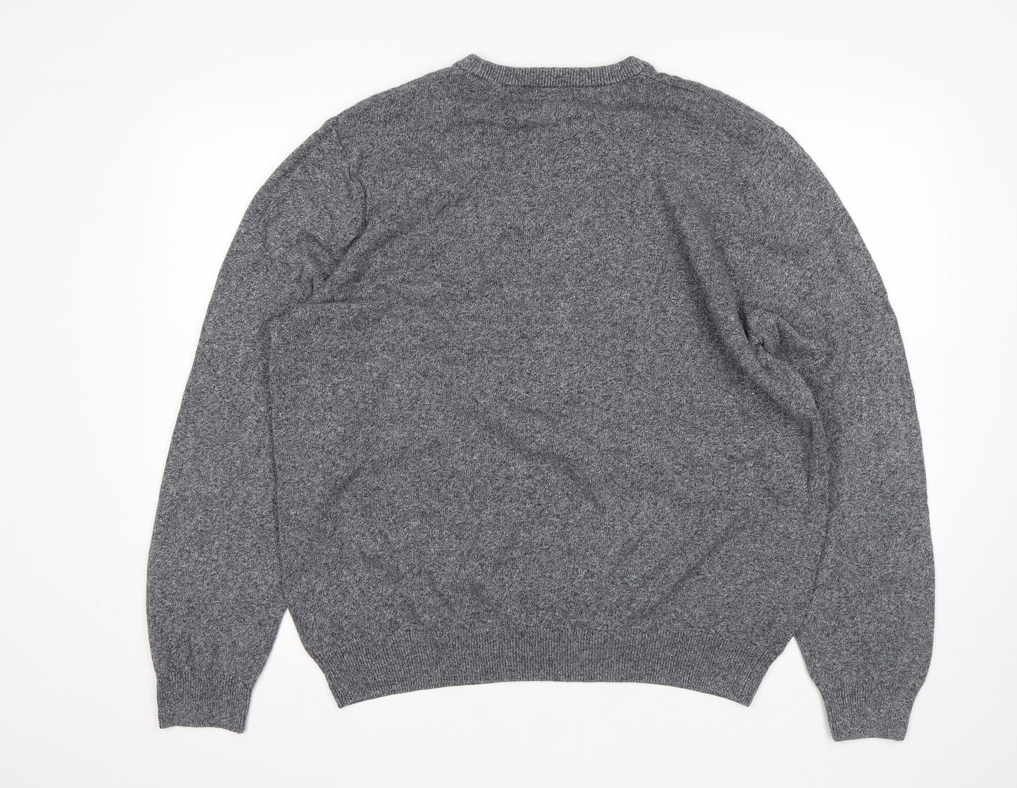 M&S Mens Grey Round Neck  Cotton Pullover Jumper Size XL