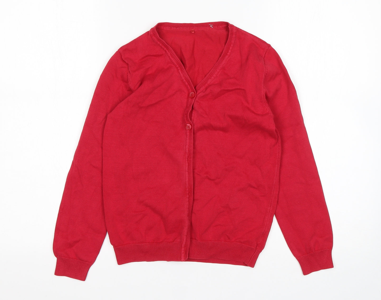 George Girls Red V-Neck  Cotton Cardigan Jumper Size 9-10 Years