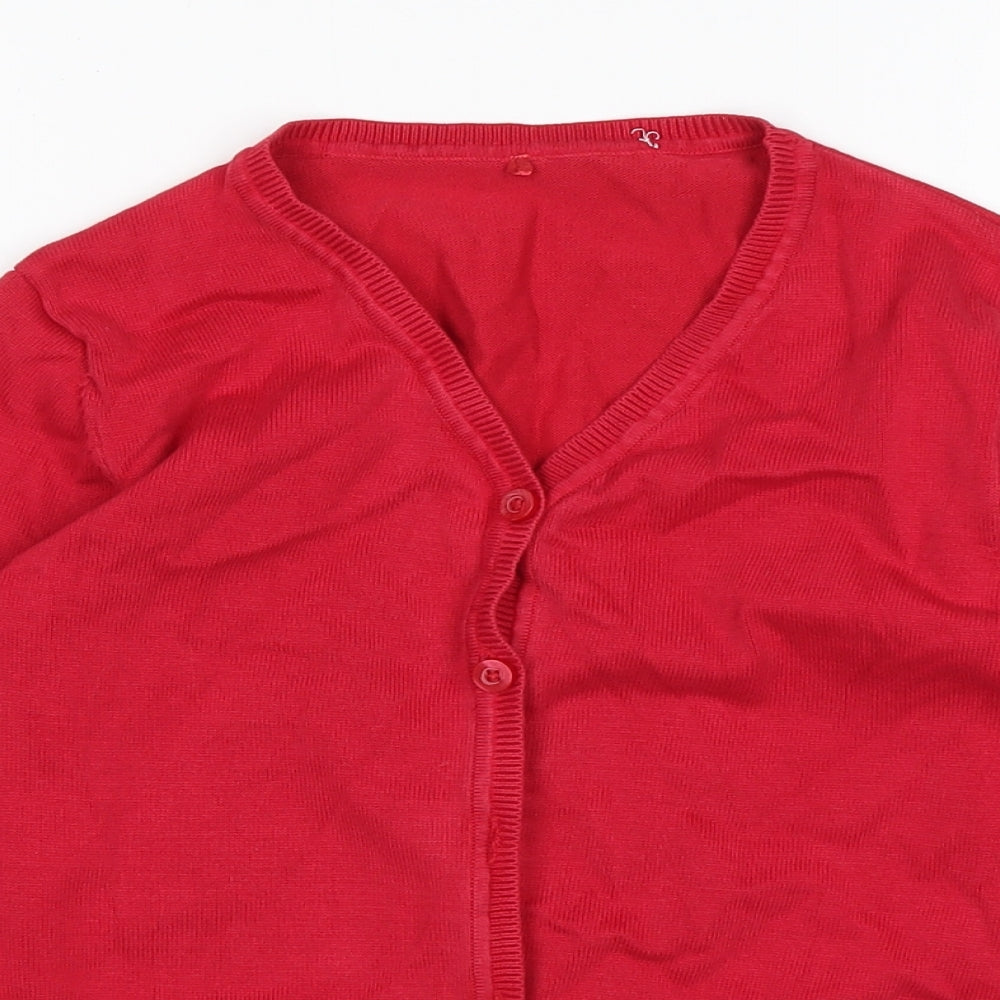 George Girls Red V-Neck  Cotton Cardigan Jumper Size 9-10 Years