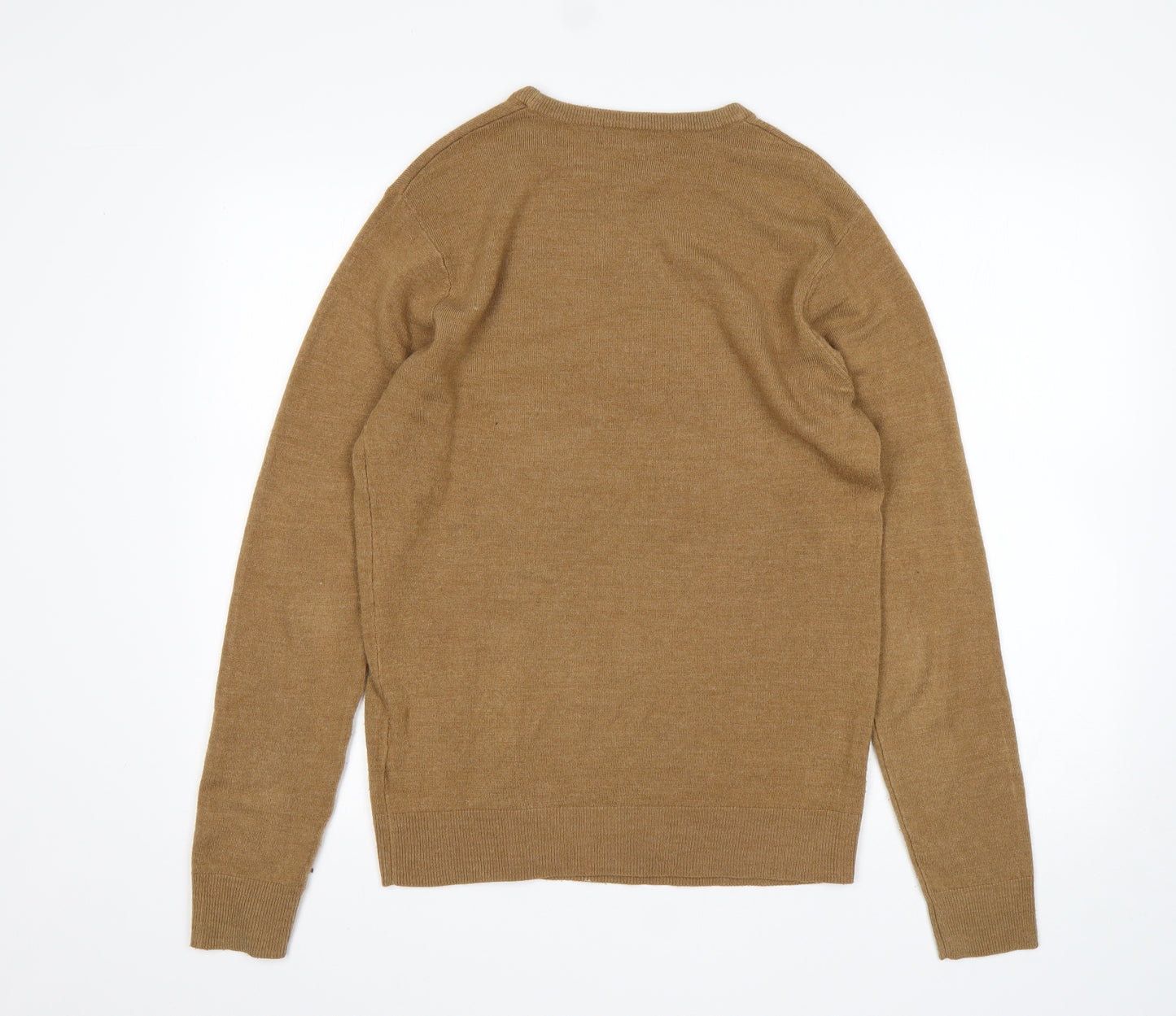 Cedar Wood State Mens Brown Round Neck  Acrylic Pullover Jumper Size S