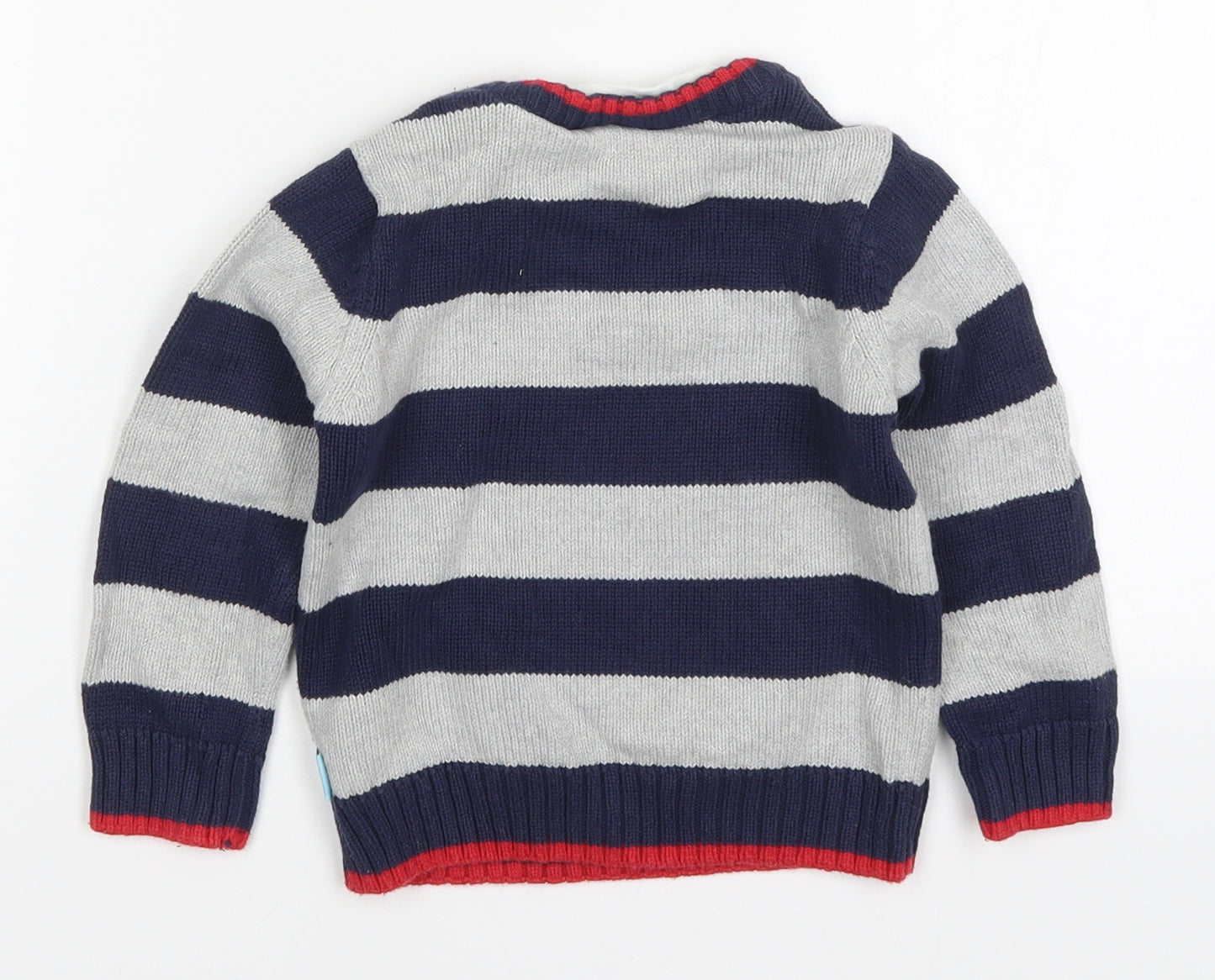 Preworn Boys Multicoloured Round Neck Striped Cotton Pullover Jumper Size 2-3 Years  Pullover - Thomas the Tank Engine