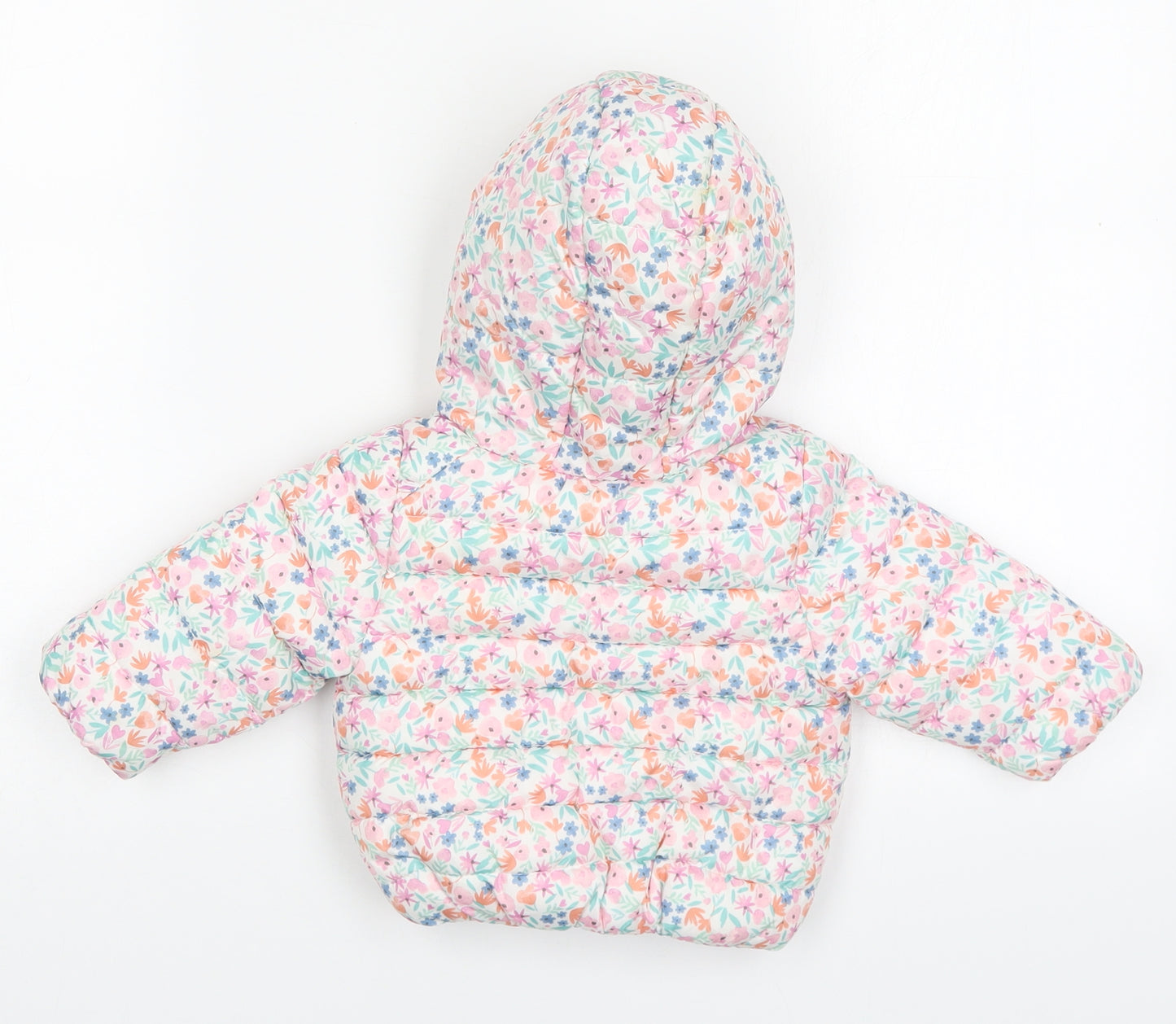 F&F Girls Multicoloured Floral  Basic Coat Coat Size 0-3 Months   Zip