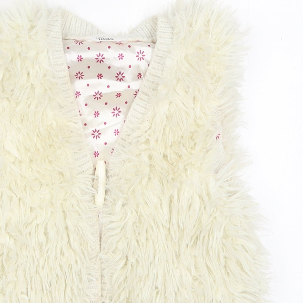 M&Co Girls Beige   Gilet Jacket Size 5-6 Years  Button