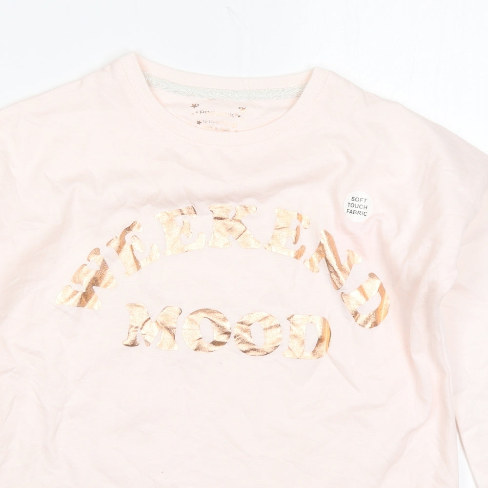 Primark Girls Pink Solid Polyester Top Pyjama Top Size 12-13 Years  Pullover - Weekend Mood