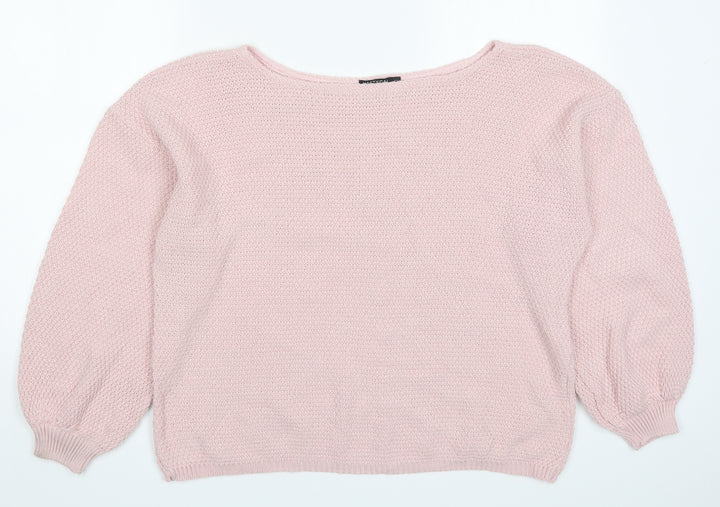 Nasty Gal Womens Pink Round Neck  Acrylic Pullover Jumper Size 10