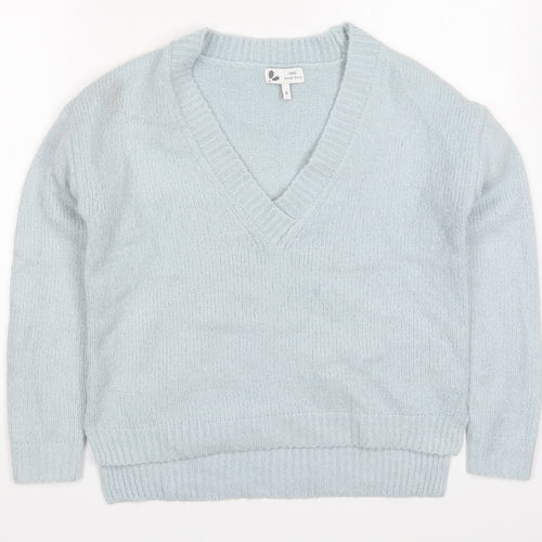 NEXT Womens Blue V-Neck  Acrylic Pullover Jumper Size 8