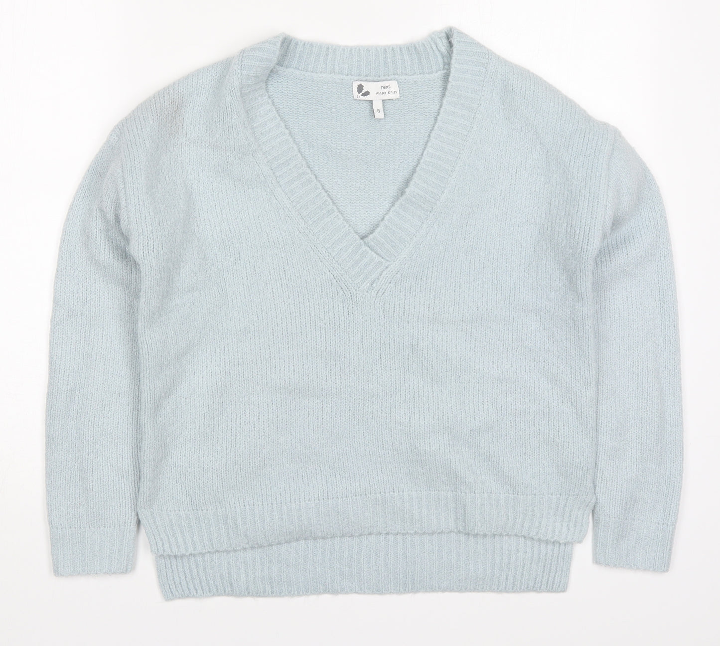 NEXT Womens Blue V-Neck  Acrylic Pullover Jumper Size 8