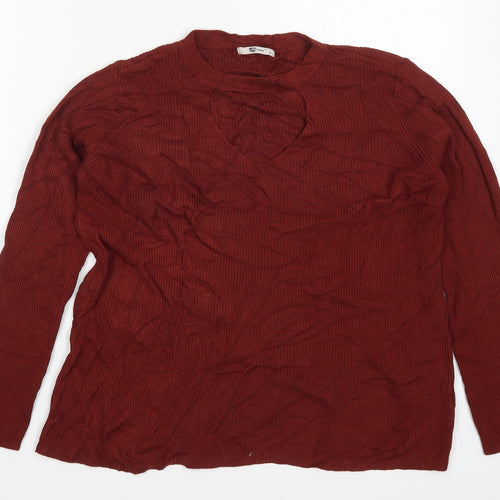 TU Womens Red Round Neck  Viscose Pullover Jumper Size 16