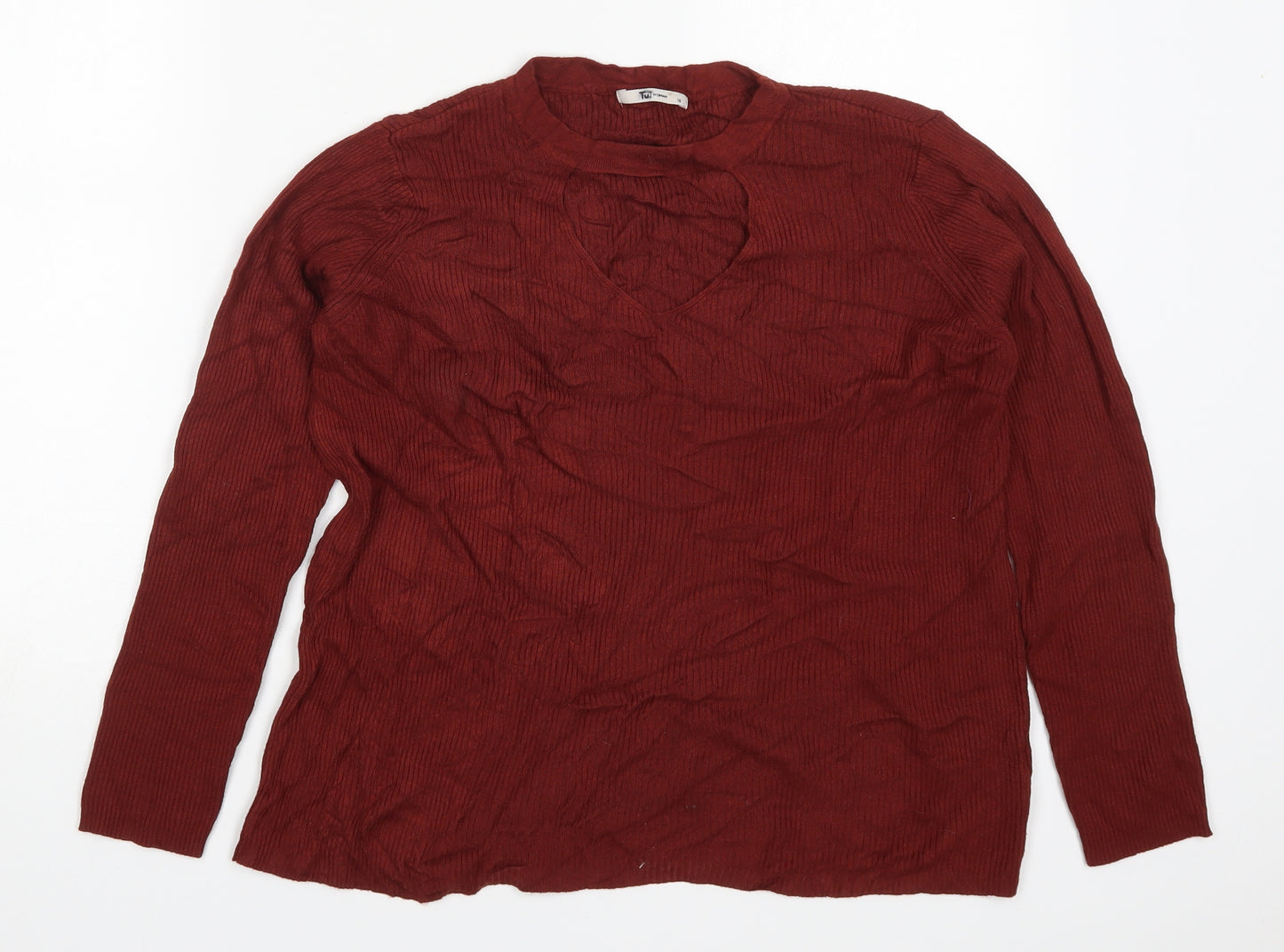 TU Womens Red Round Neck  Viscose Pullover Jumper Size 16