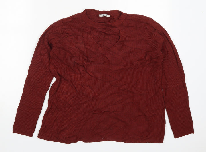 TU Womens Red Round Neck  Viscose Pullover Jumper Size 16
