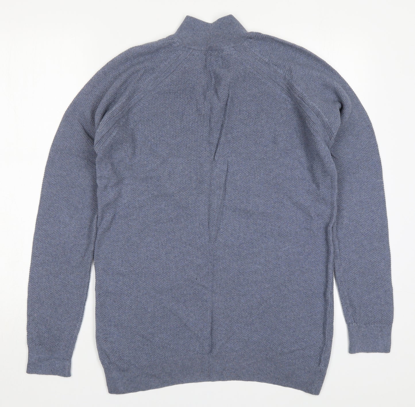 Matalan Mens Blue V-Neck  Cotton Henley Jumper Size L