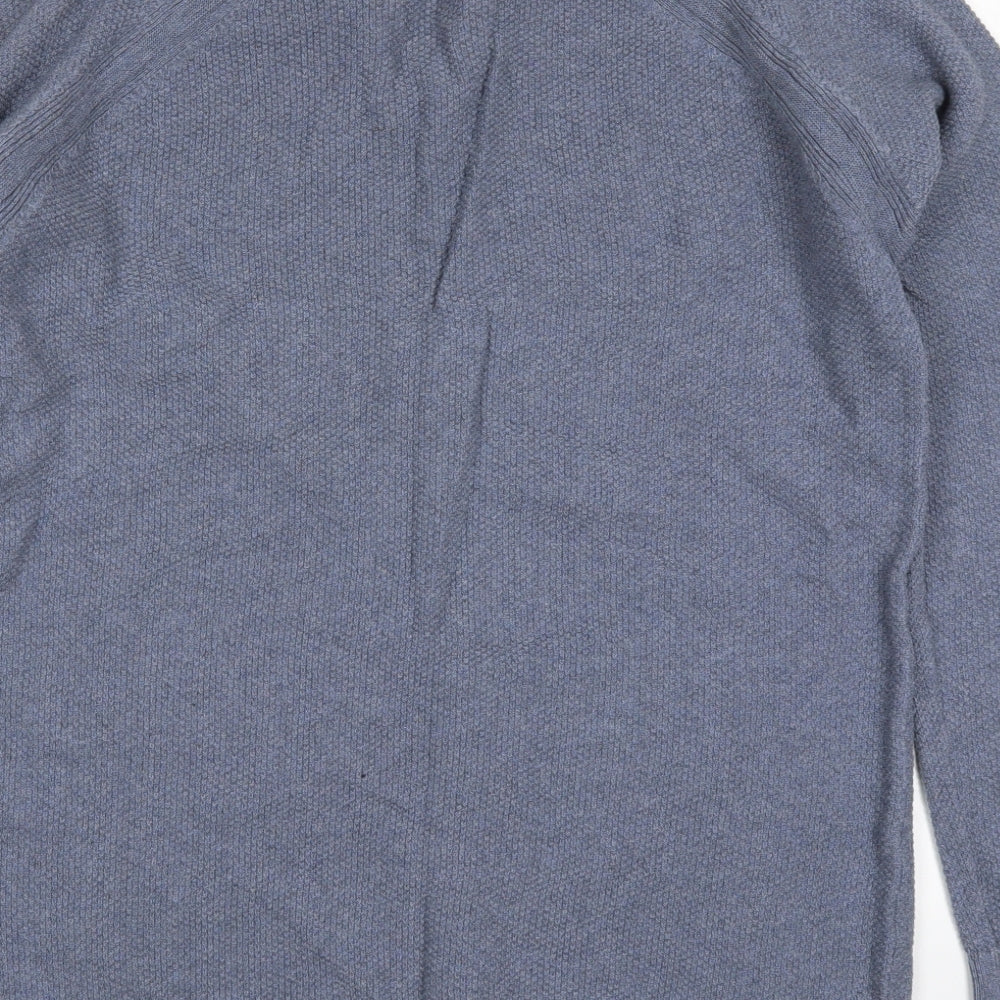Matalan Mens Blue V-Neck  Cotton Henley Jumper Size L