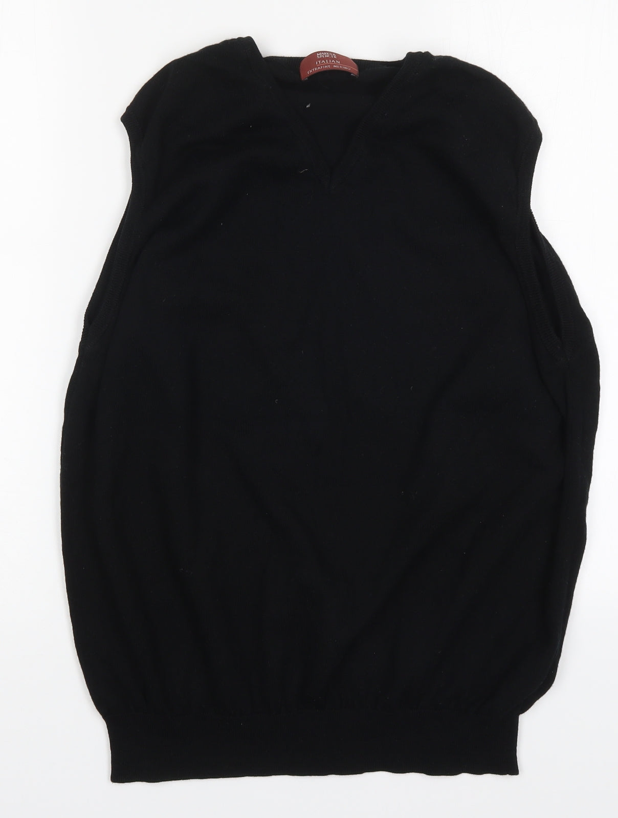 Marks and Spencer Womens Black V-Neck  Wool Vest Jumper Size L