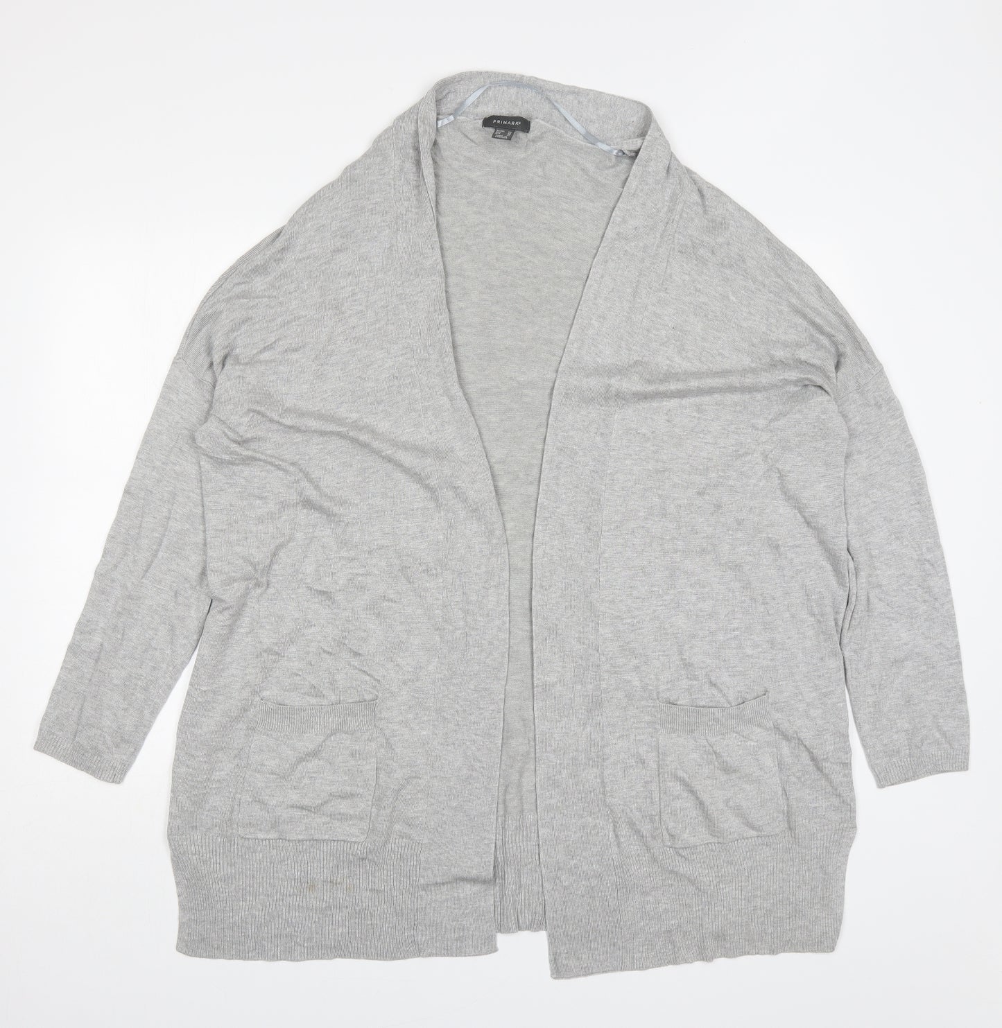 Primark Womens Grey V-Neck  Viscose Cardigan Jumper Size 20
