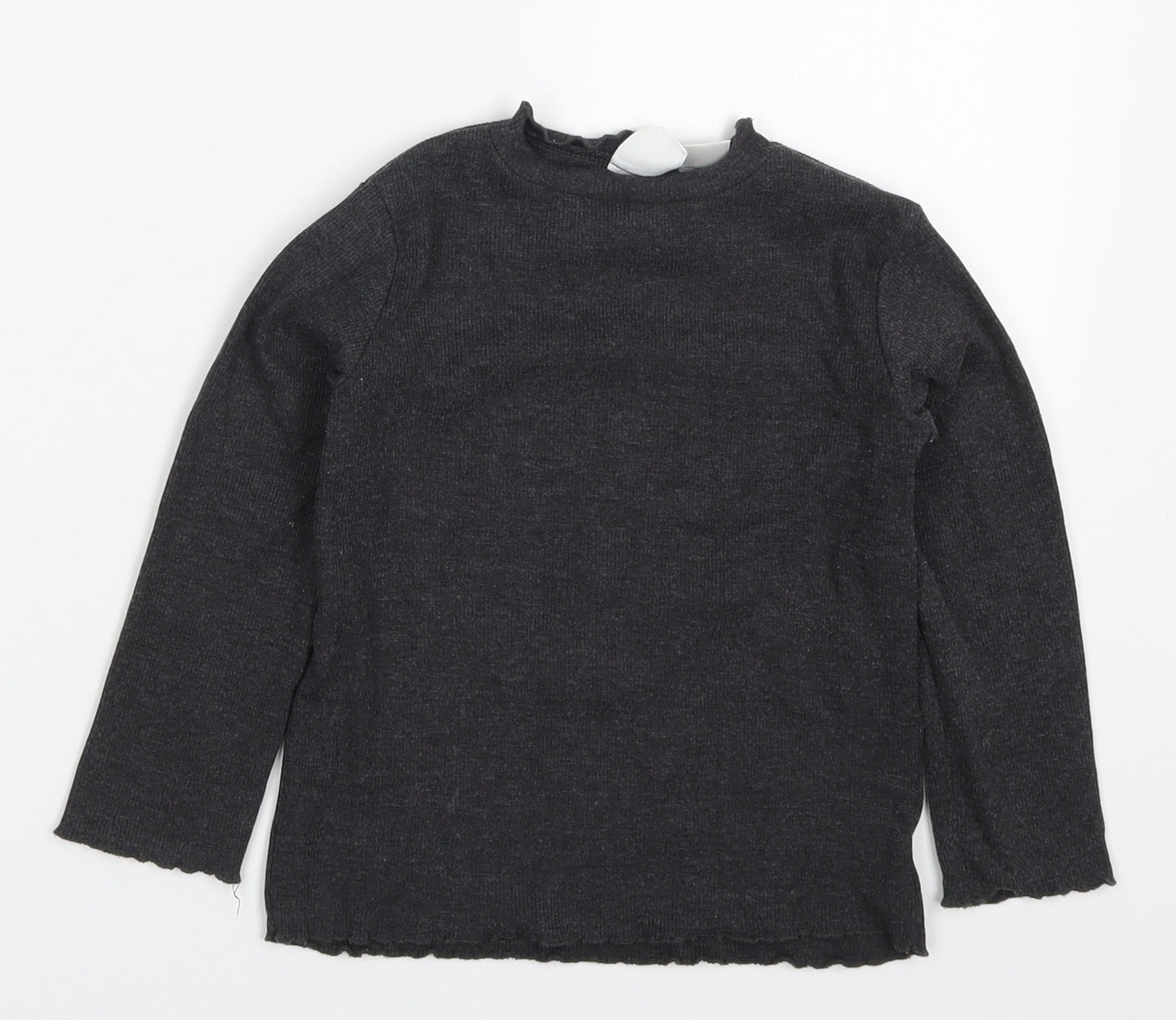Zara Girls Grey  Cotton Basic T-Shirt Size 4-5 Years Round Neck Pullover