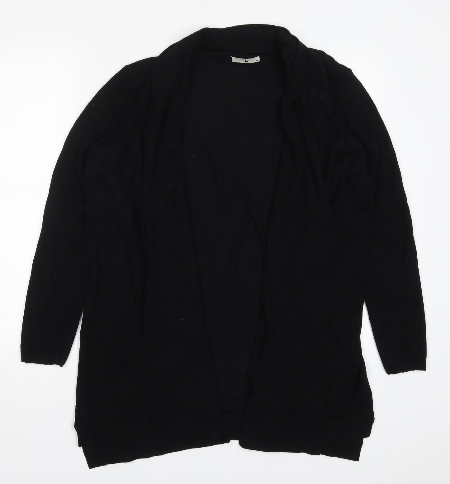 TU Womens Black V-Neck  Viscose Cardigan Jumper Size 18