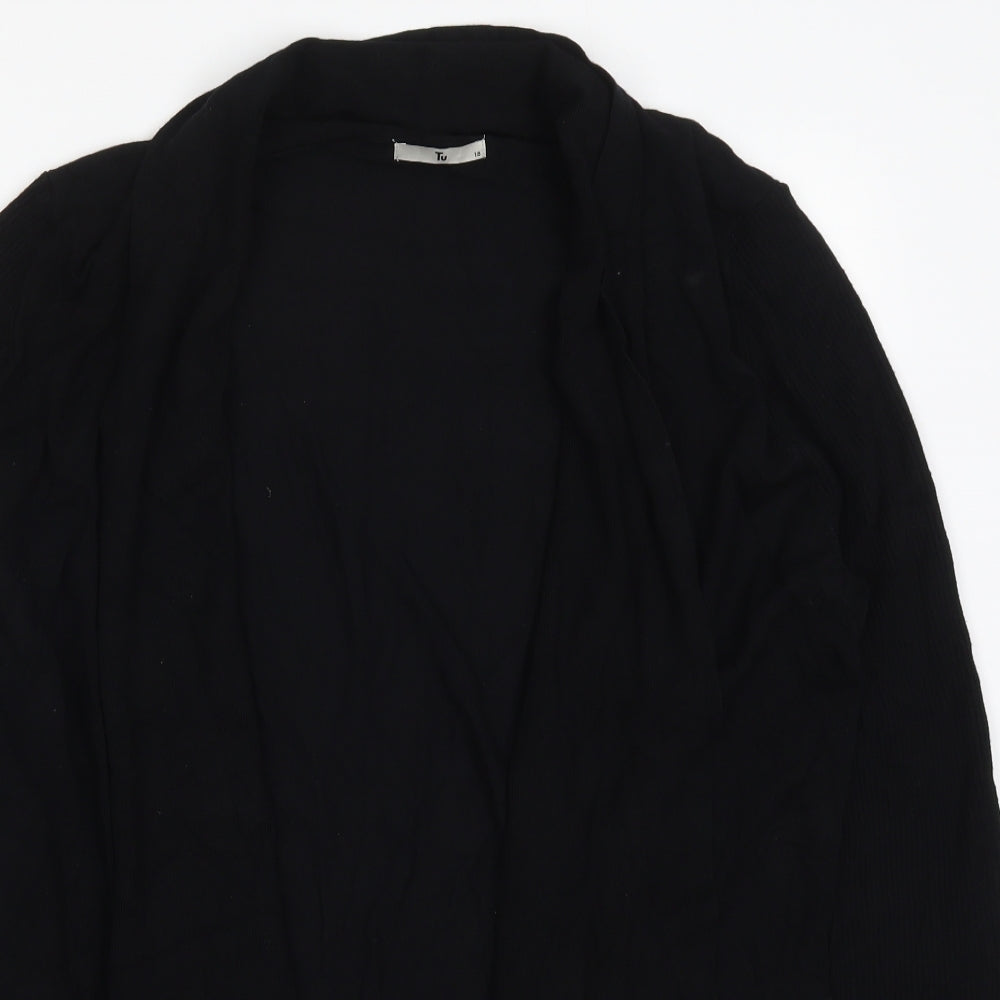 TU Womens Black V-Neck  Viscose Cardigan Jumper Size 18
