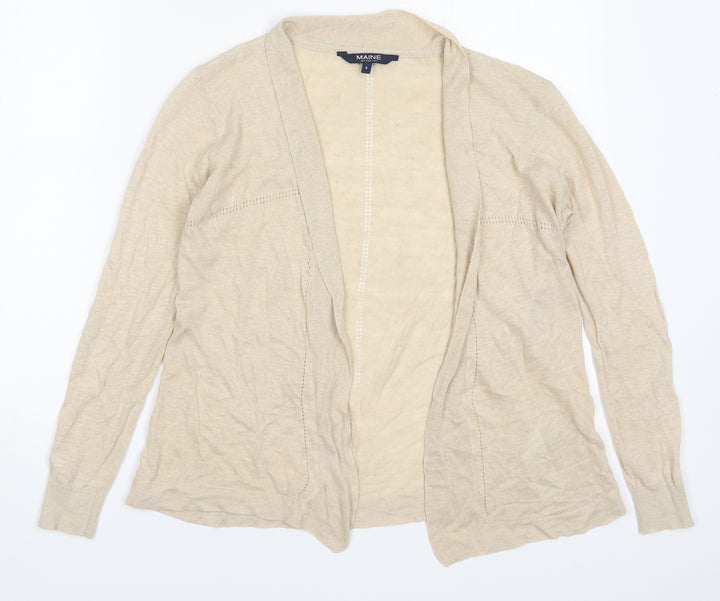 Maine Womens Beige V-Neck Acrylic Cardigan Jumper Size 8