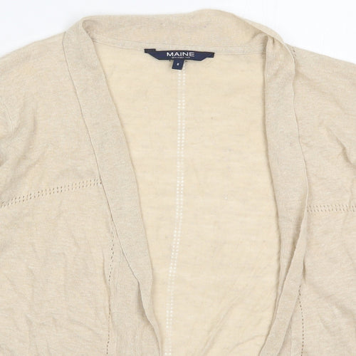 Maine Womens Beige V-Neck  Acrylic Cardigan Jumper Size 8