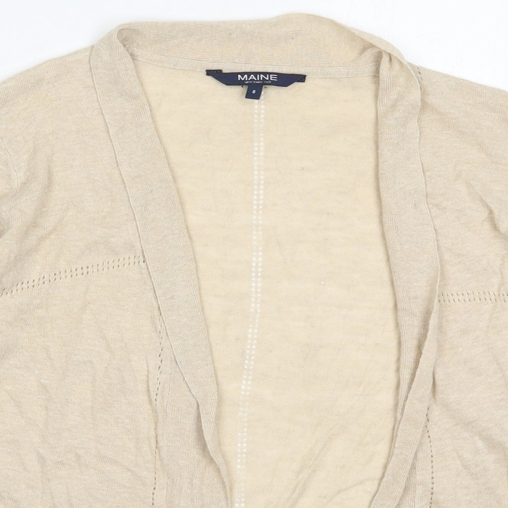 Maine Womens Beige V-Neck  Acrylic Cardigan Jumper Size 8