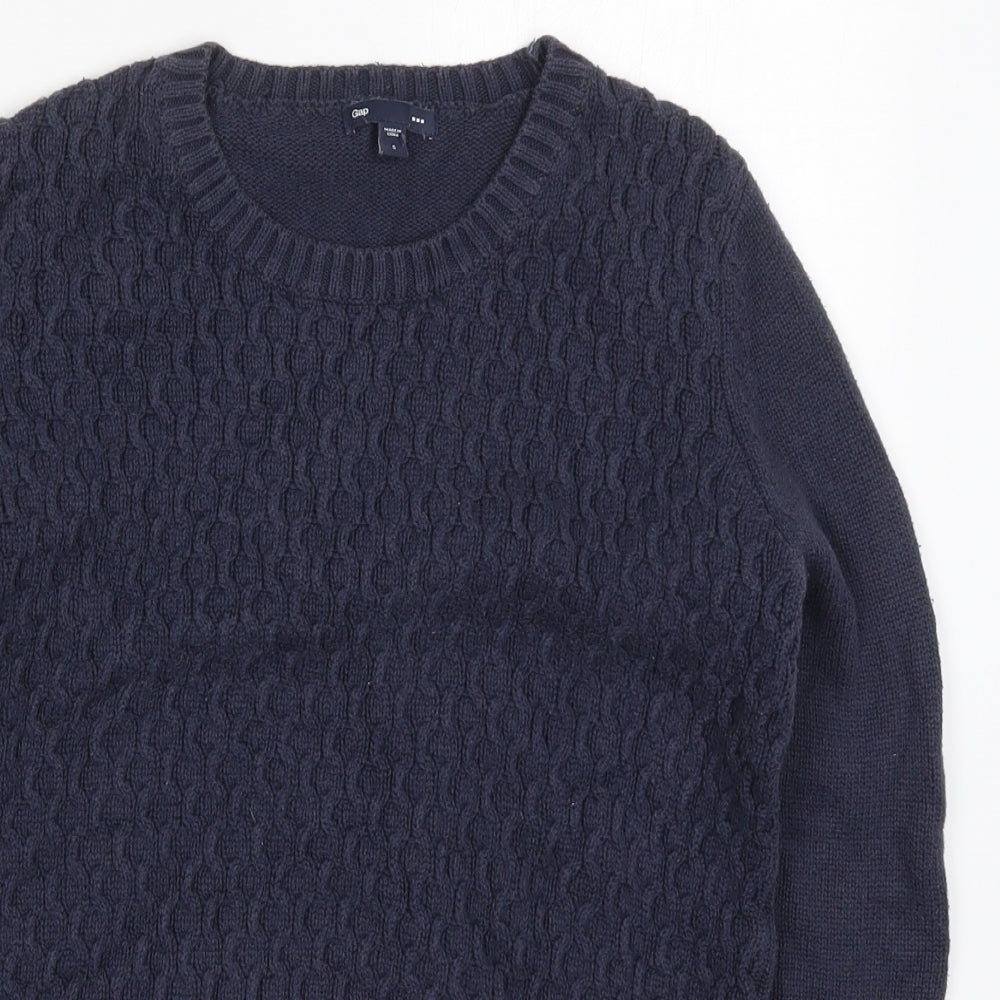 Gap Womens Blue Round Neck  Cotton Pullover Jumper Size S
