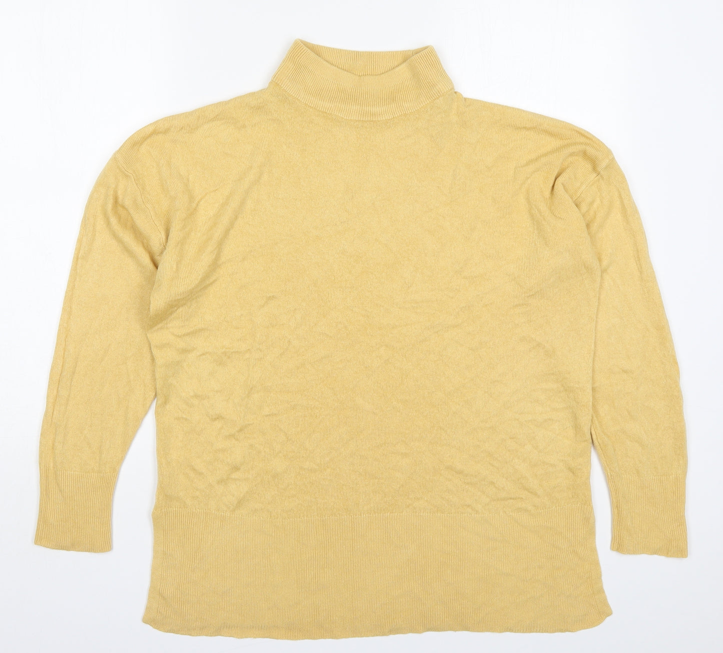 Papaya Womens Yellow High Neck  Acrylic Pullover Jumper Size 18