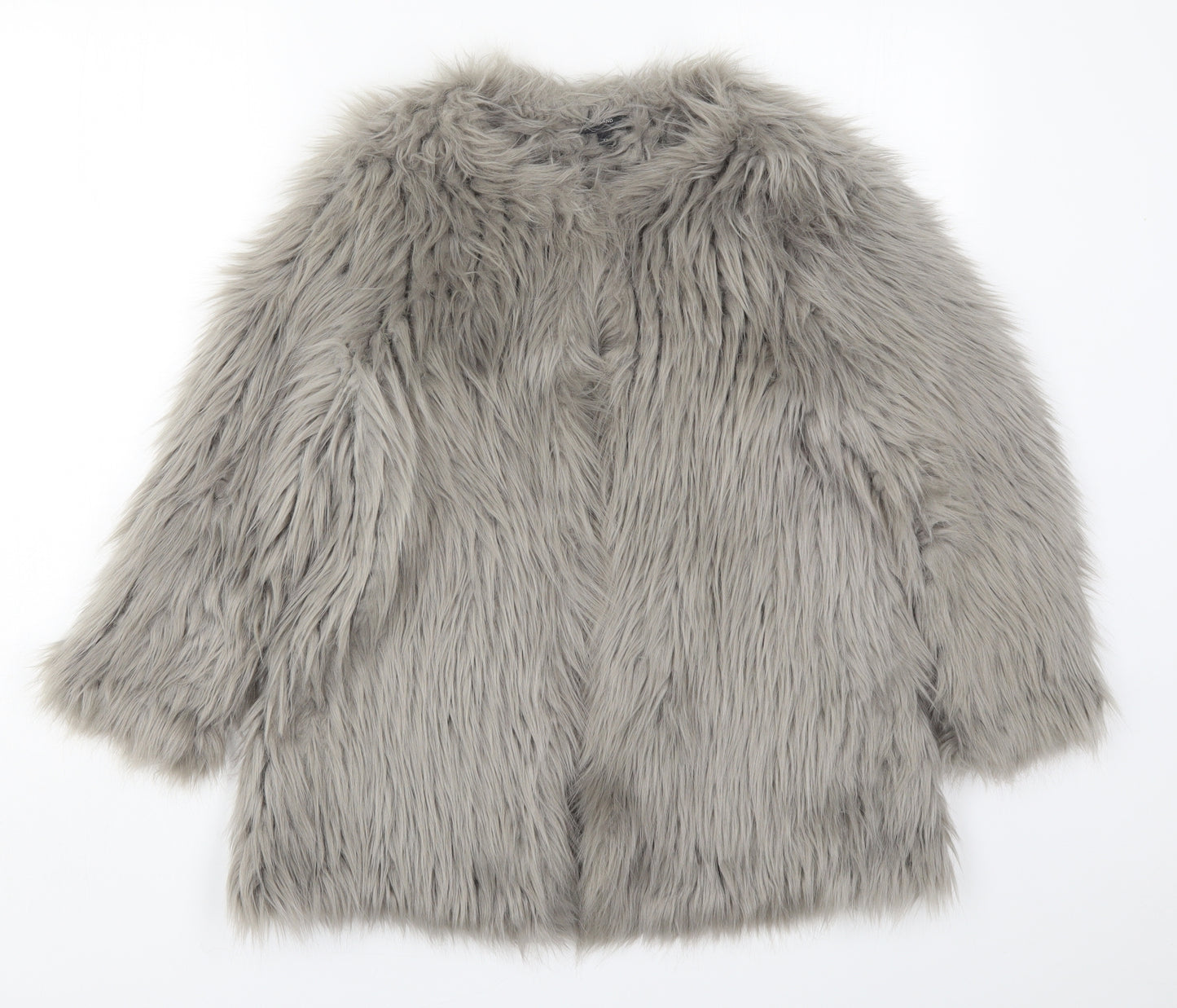 River Island Womens Grey   Overcoat Coat Size 12  Hook & Eye