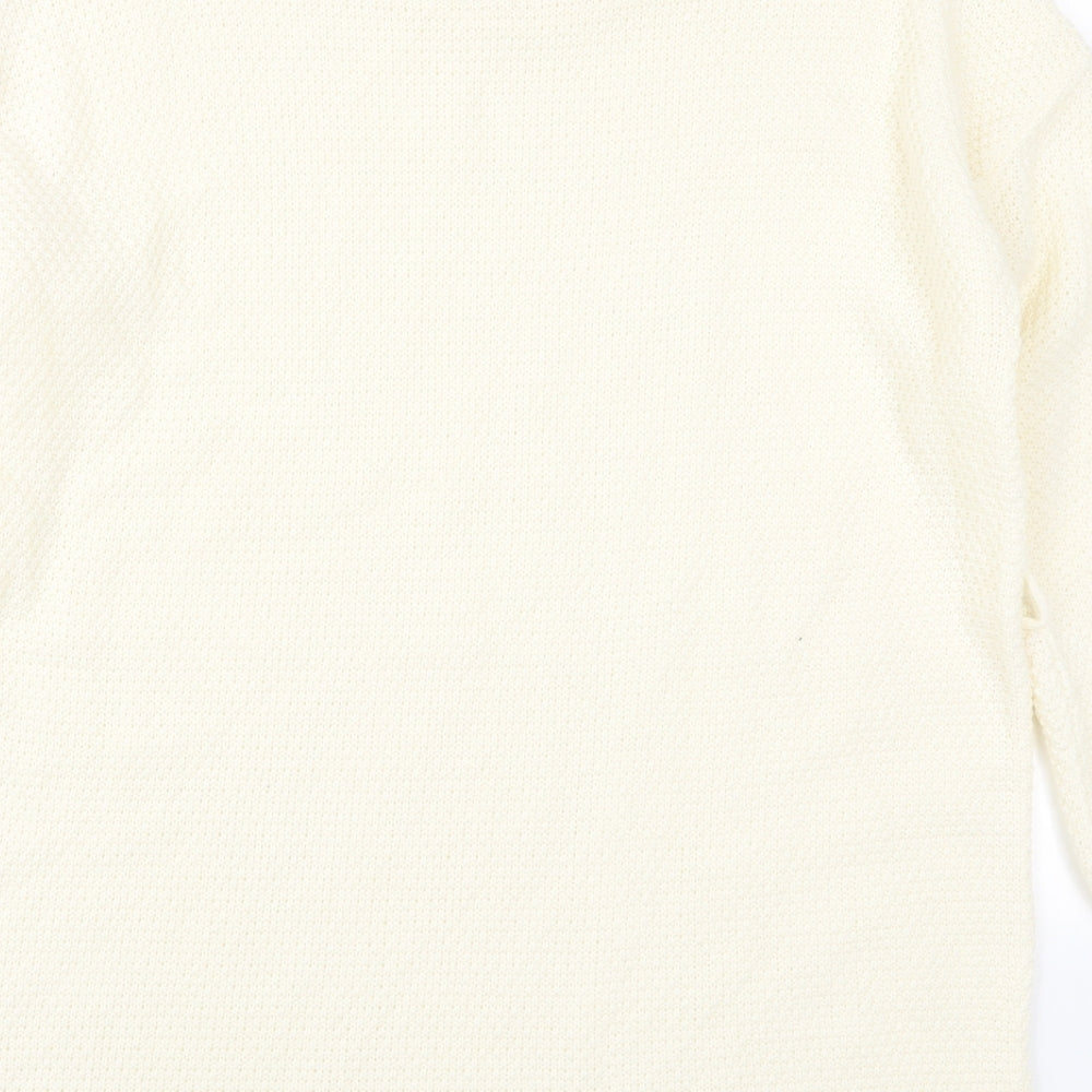 Lasula Womens Beige Round Neck  Acrylic Pullover Jumper Size 10