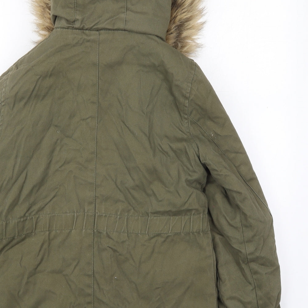Very Girls Green   Parka Coat Size 11 Years  Zip