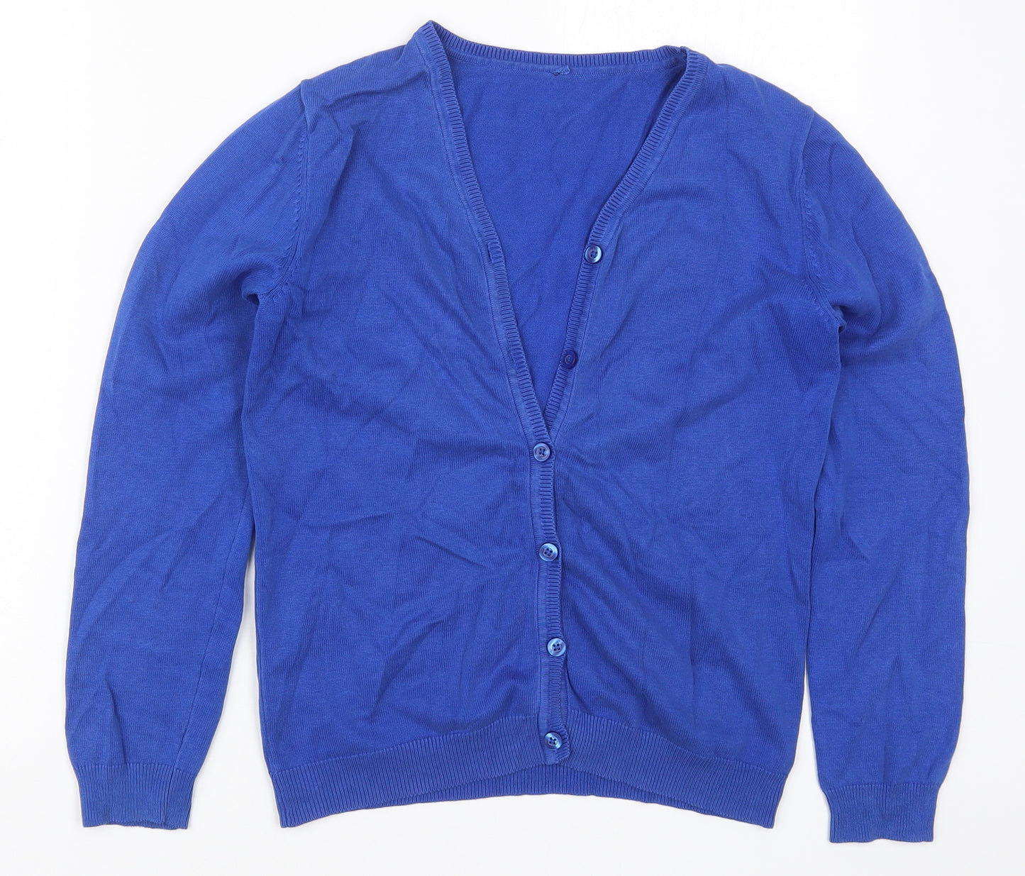 George Girls Blue V-Neck  Cotton Cardigan Jumper Size 12-13 Years  Button