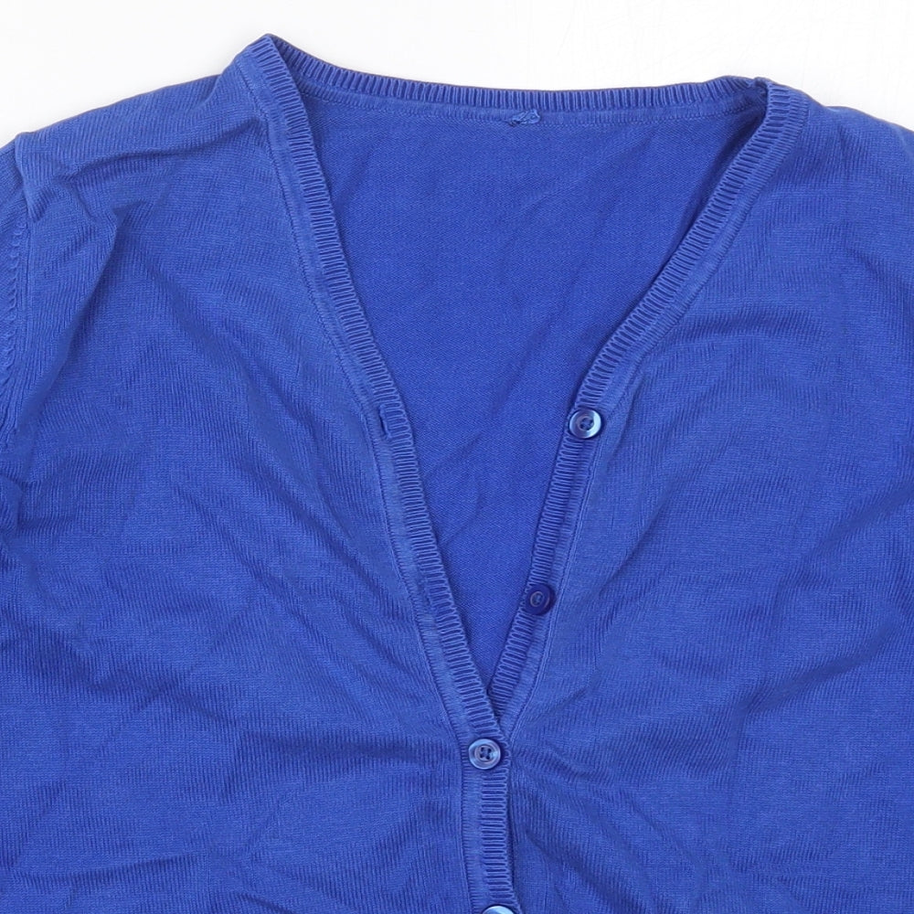 George Girls Blue V-Neck  Cotton Cardigan Jumper Size 12-13 Years  Button