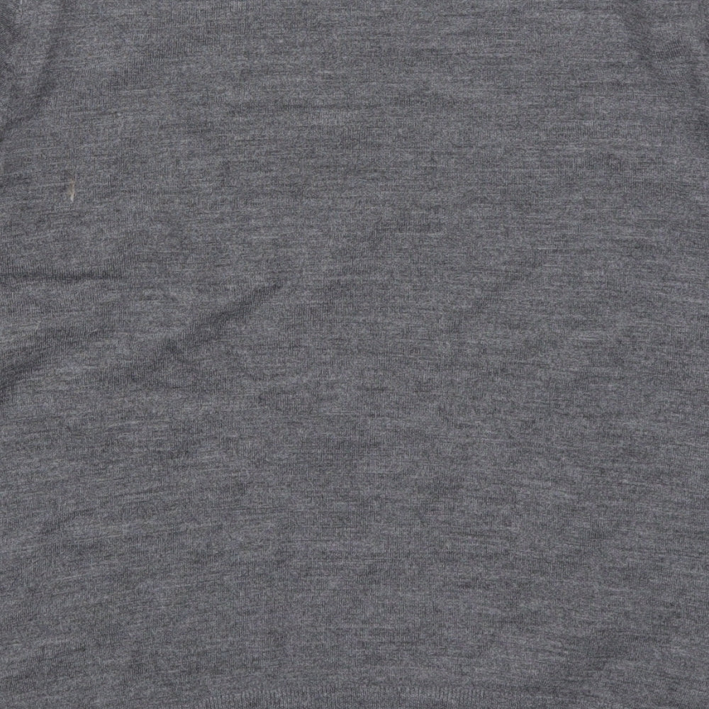 Linea Mens Grey V-Neck  Wool Pullover Jumper Size M