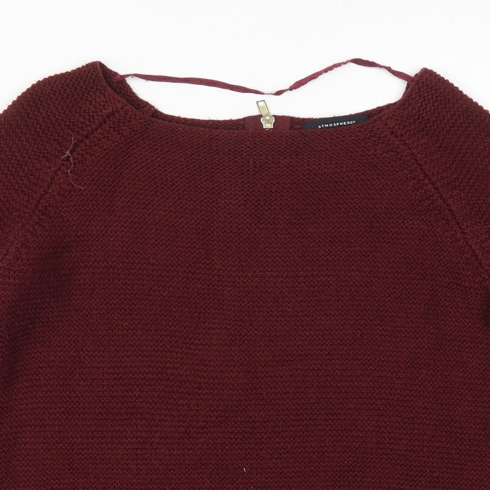 Atmosphere Womens Red Round Neck  Acrylic Pullover Jumper Size 10