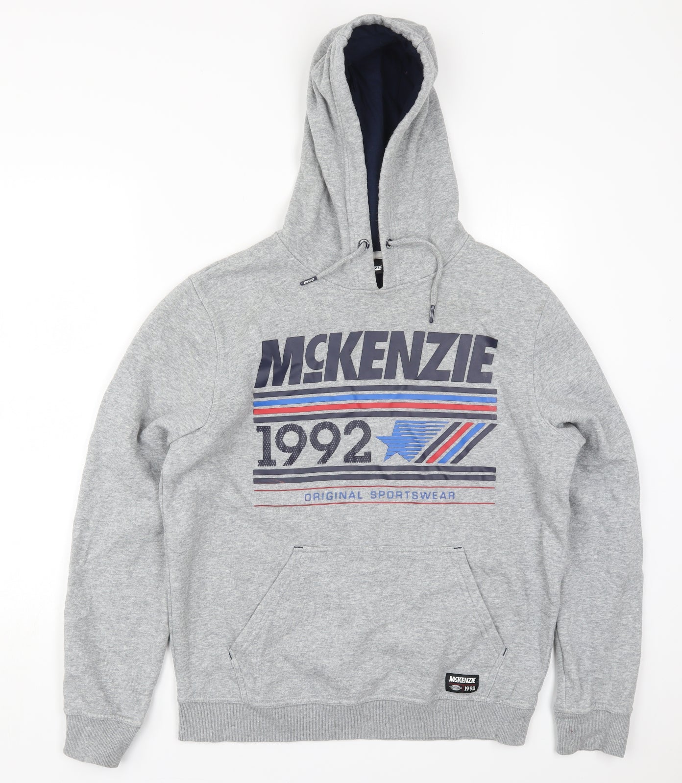 McKenzie Mens Grey  Cotton Pullover Hoodie Size M