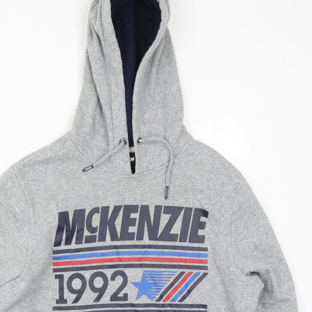 McKenzie Mens Grey  Cotton Pullover Hoodie Size M