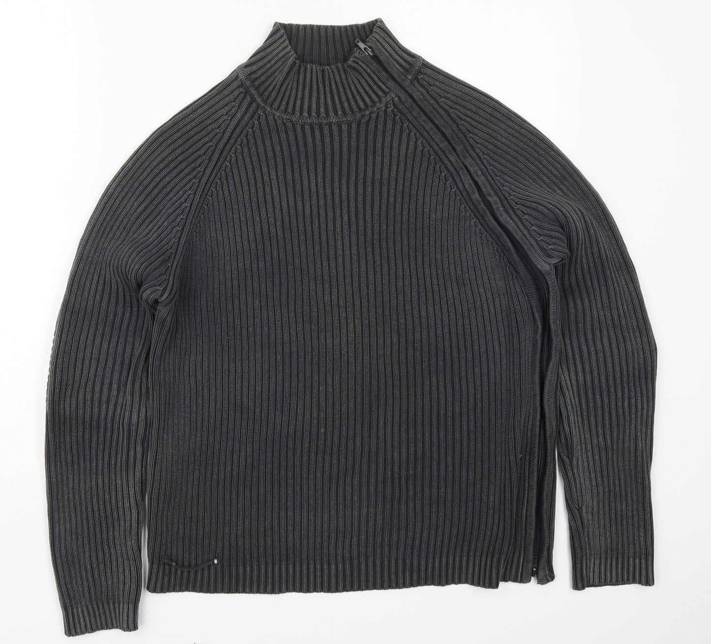 Teddy Smith Mens Grey Round Neck  Cotton Full Zip Jumper Size M