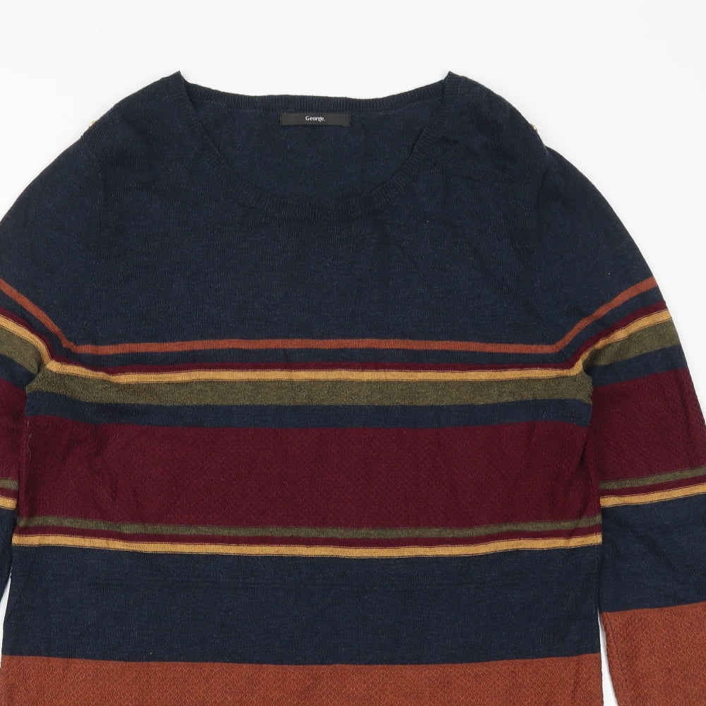 George Womens Multicoloured Striped Acrylic Jumper Dress  Size 16  Round Neck Pullover