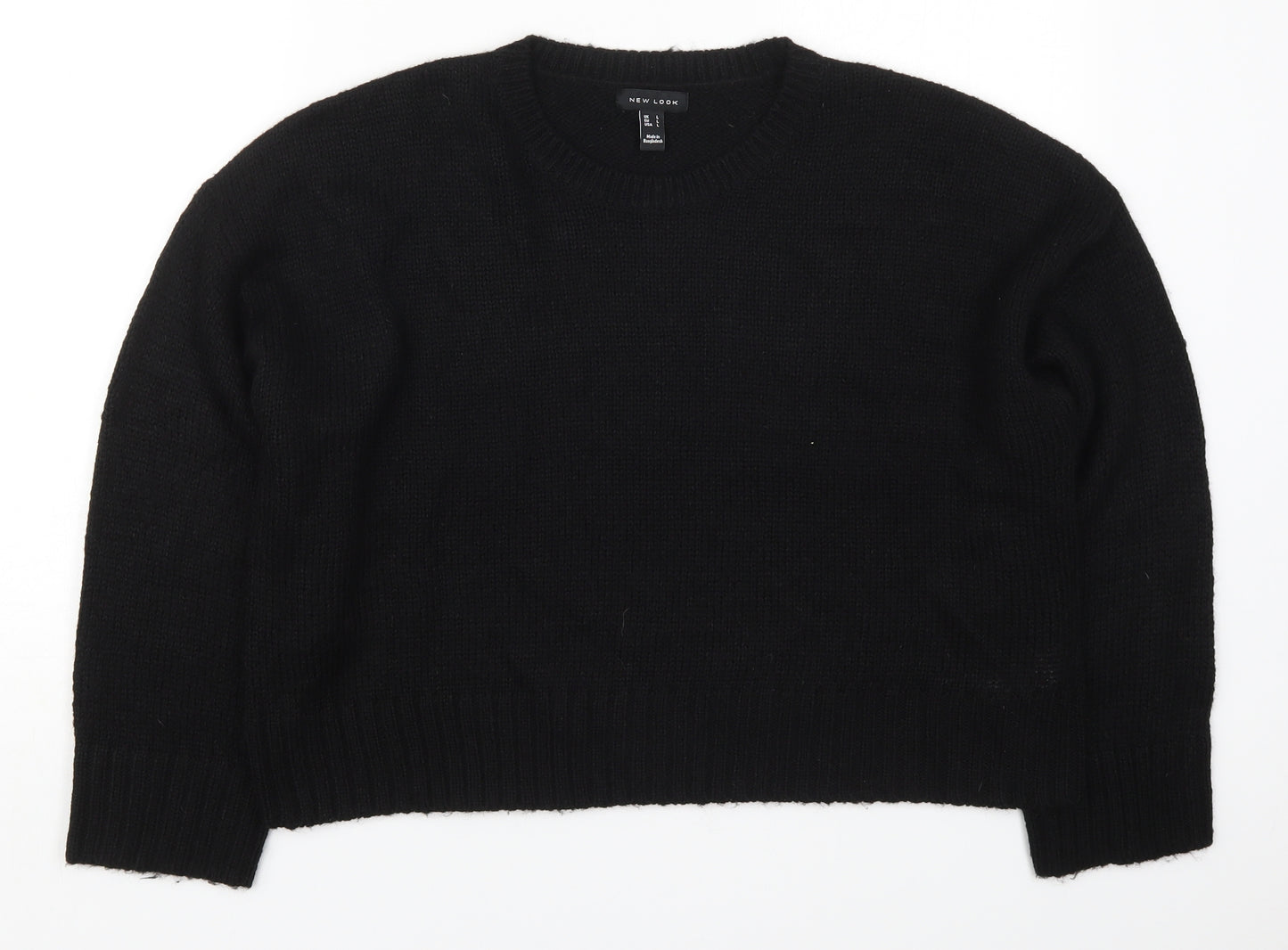 New Look Womens Black Round Neck  Acrylic Pullover Jumper Size L
